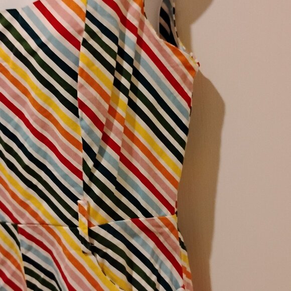 ModCloth x Collectif large L Jumpsuit Women's Darcie Rainbow Stripe US 10 UK 14 - Picture 6 of 9